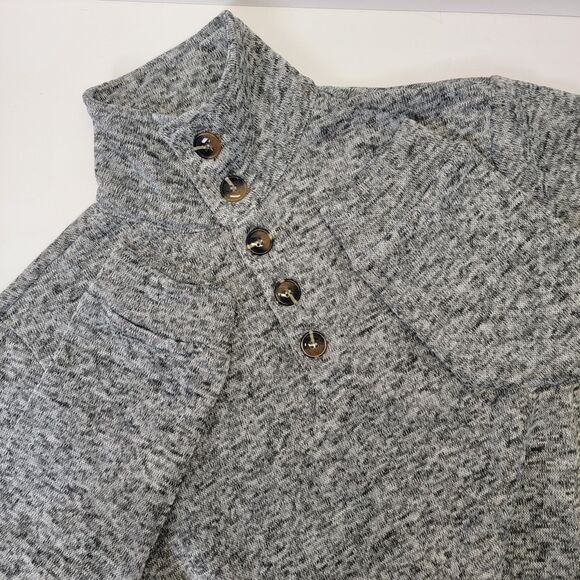 Coofandy Mens Marled Gray Qtr Button Pullover Long Sleeve Sweater S NWT - Picture 1 of 16